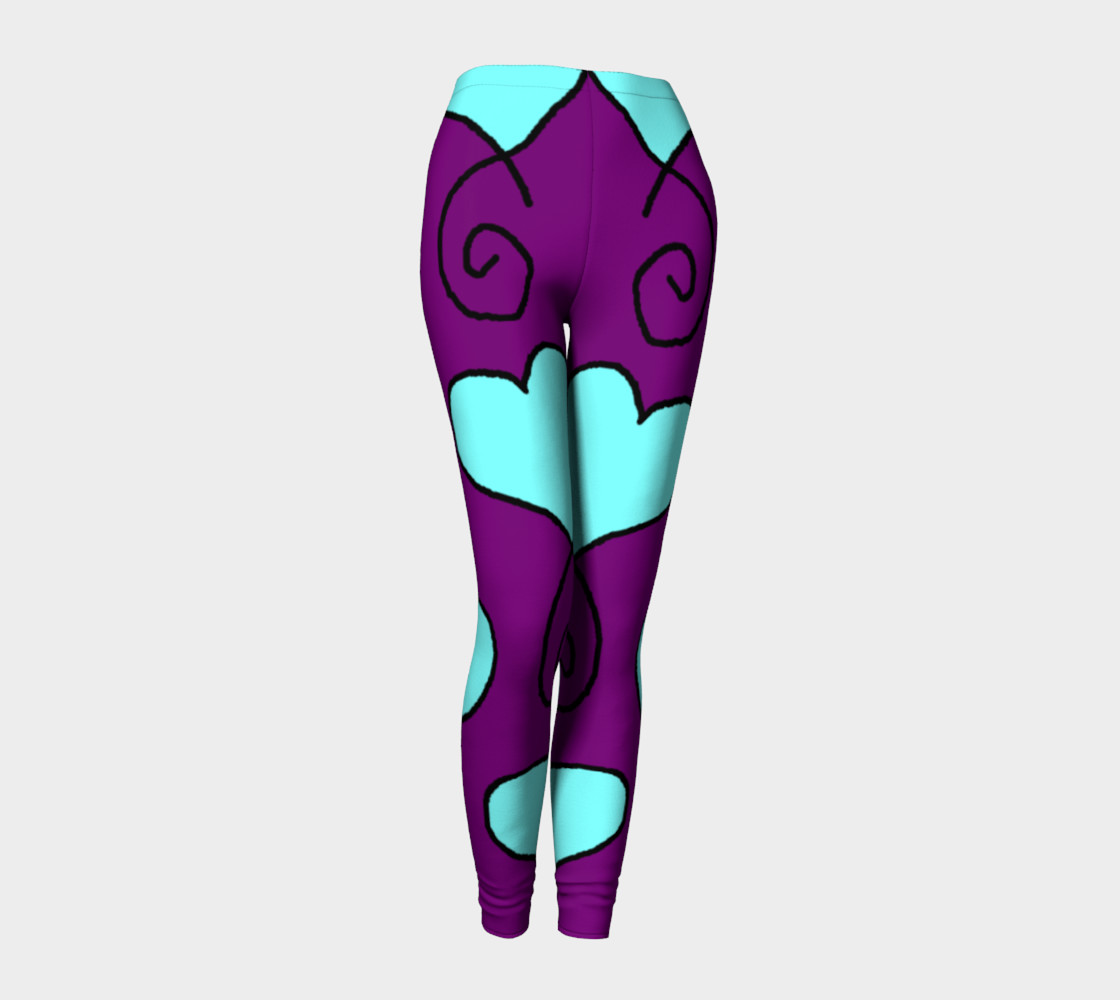 S9 Purple with Light Blue Hearts Leggings TV music funny preview #1