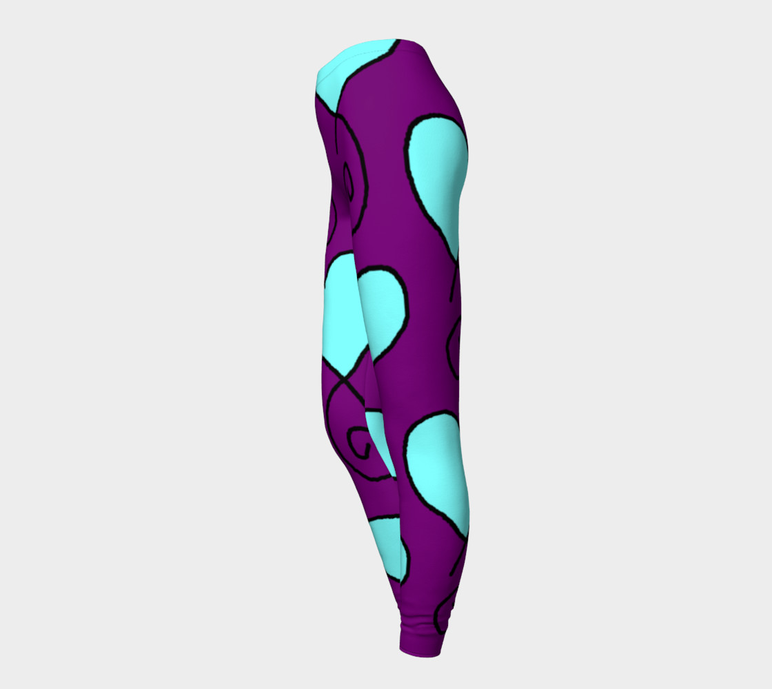 S9 Purple with Light Blue Hearts Leggings TV music funny preview #3