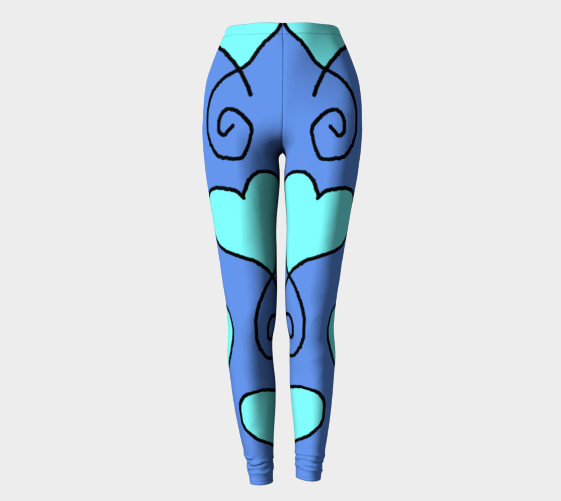 S10 Cornflower with Light Blue Hearts Leggings TV music funny preview #2