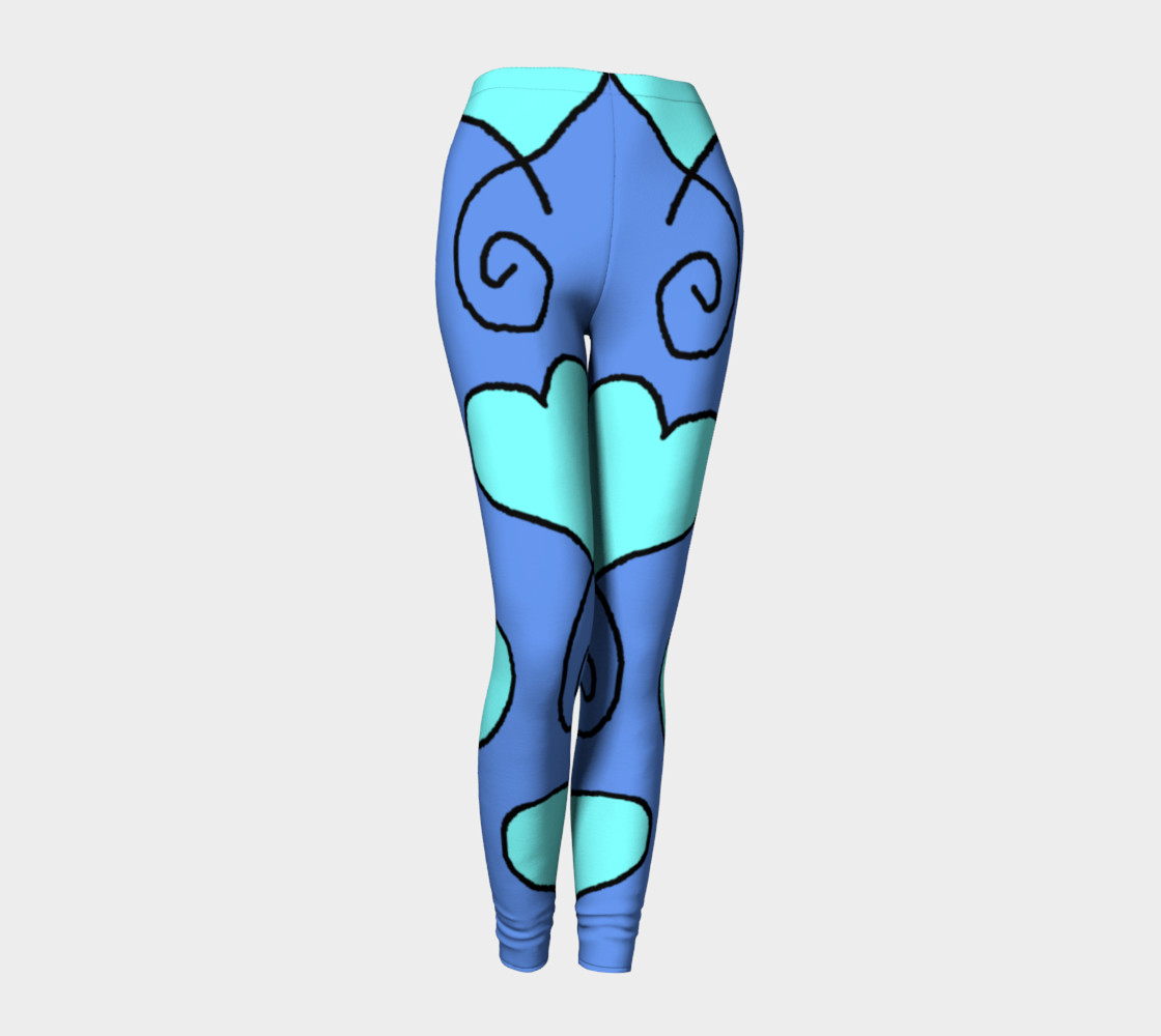 S10 Cornflower with Light Blue Hearts Leggings TV music funny preview #1