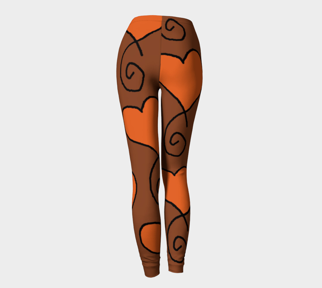 Brown with Orange Hearts Leggings preview #4