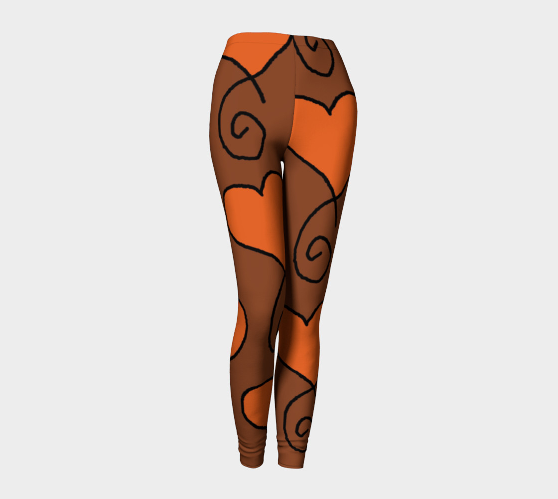 Brown with Orange Hearts Leggings preview #1