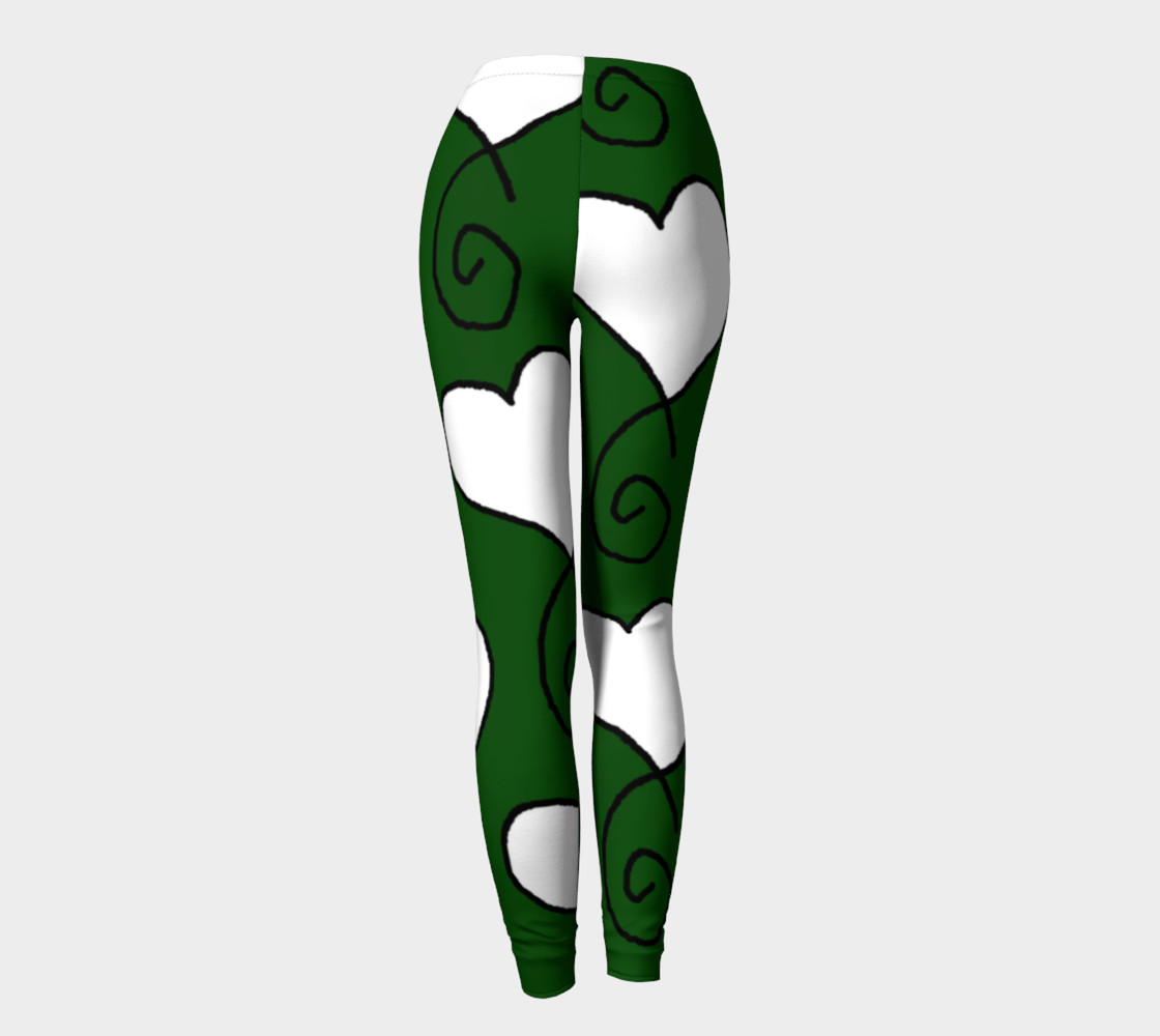 Hunter Green with White Hearts Leggings preview #4