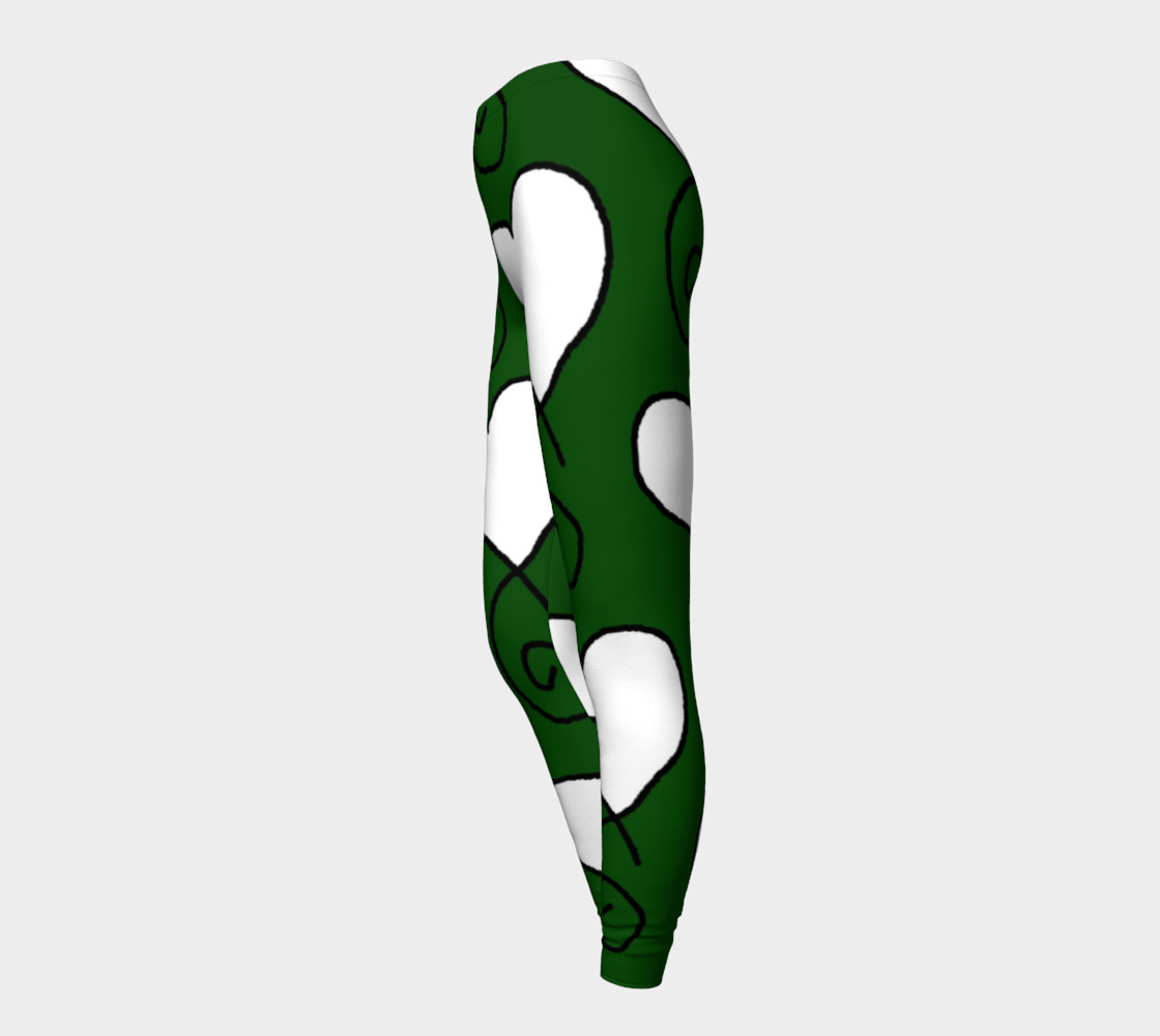 Hunter Green with White Hearts Leggings preview #3