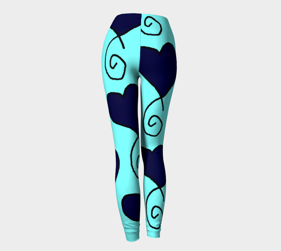 Light Blue with Navy Hearts Leggings preview #4