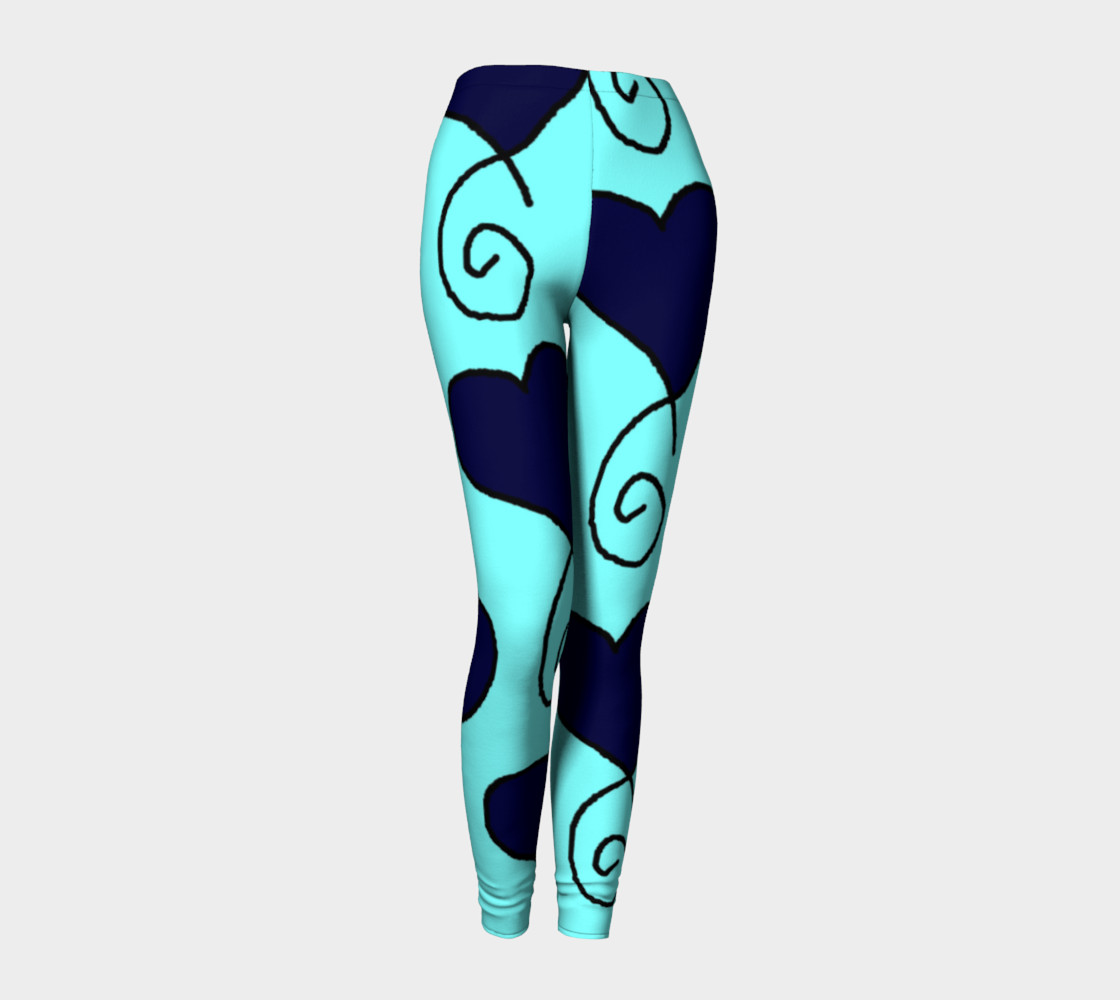 Light Blue with Navy Hearts Leggings preview #1