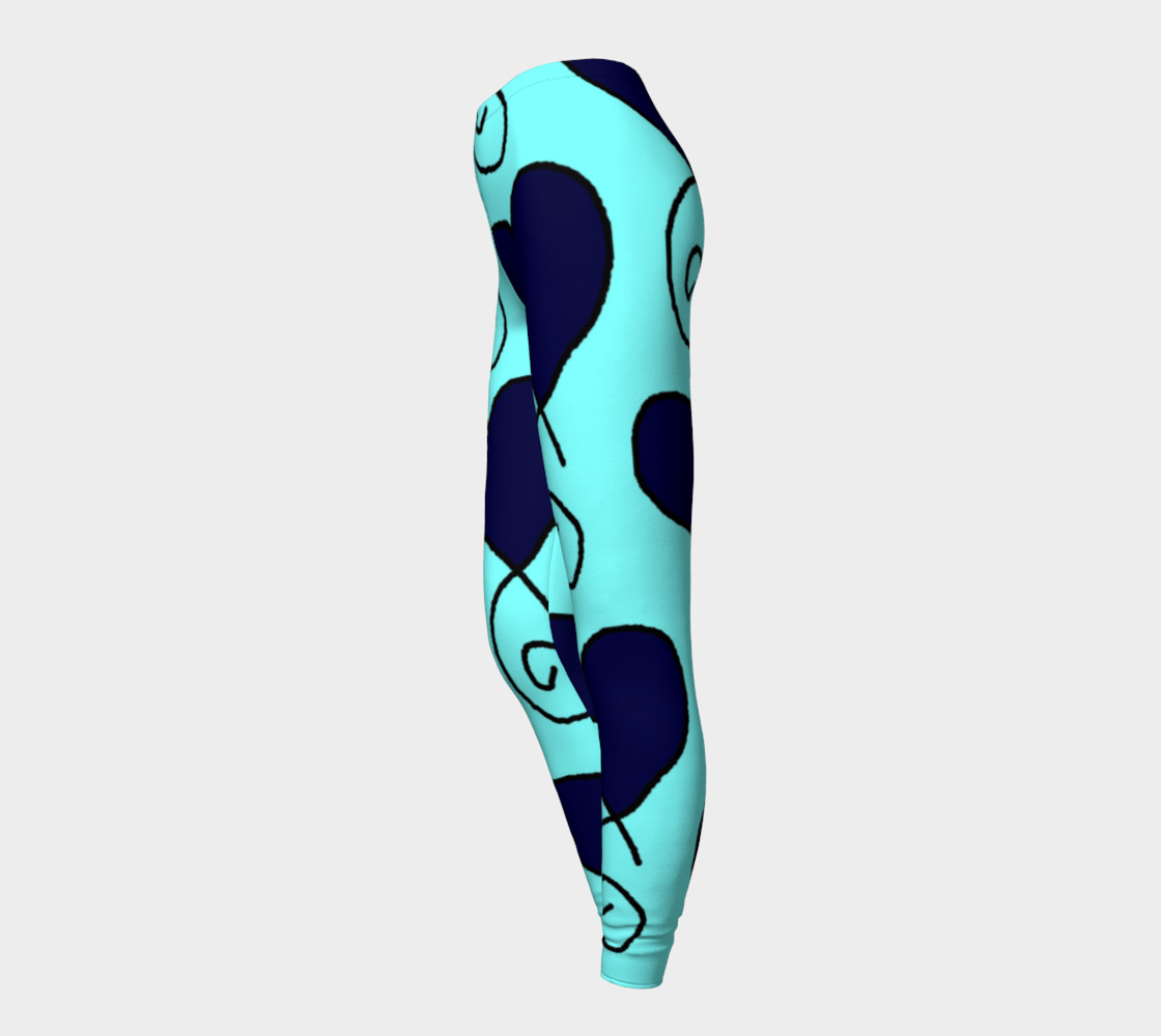 Light Blue with Navy Hearts Leggings preview #3
