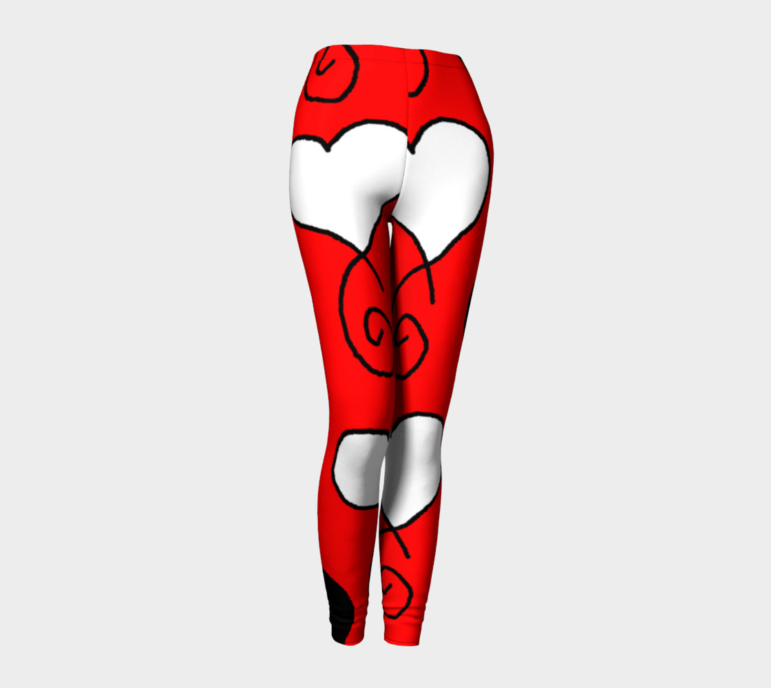 Red with Black and White Hearts Leggings preview #1