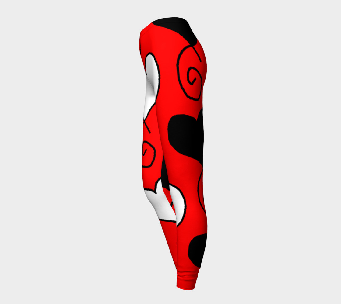 Red with Black and White Hearts Leggings preview #3