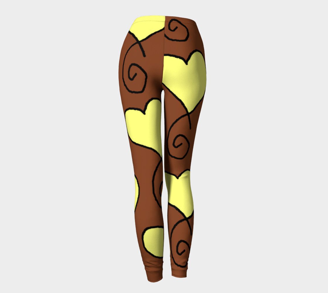 Brown With Light Yellow Hearts Leggings preview #4
