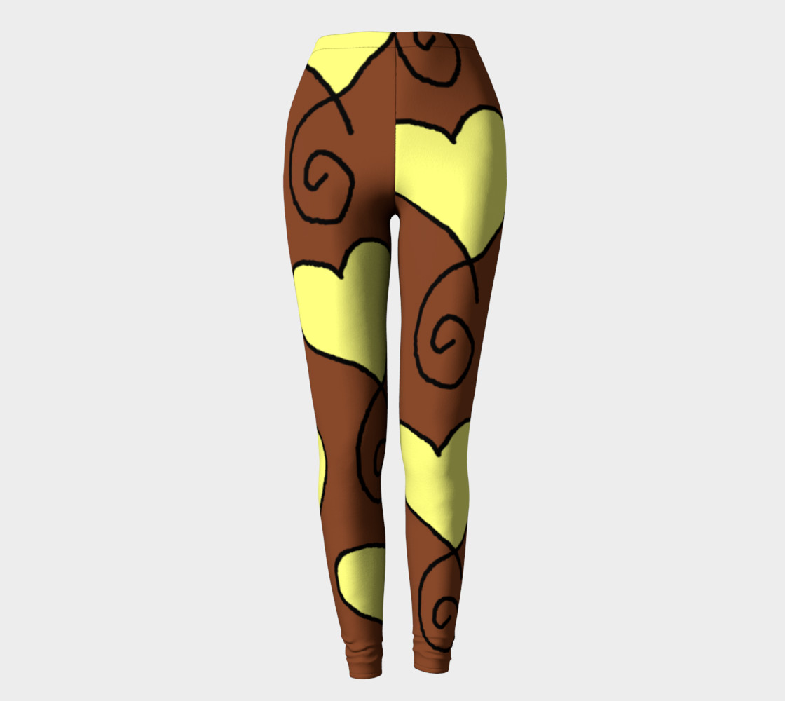 Brown With Light Yellow Hearts Leggings preview #2