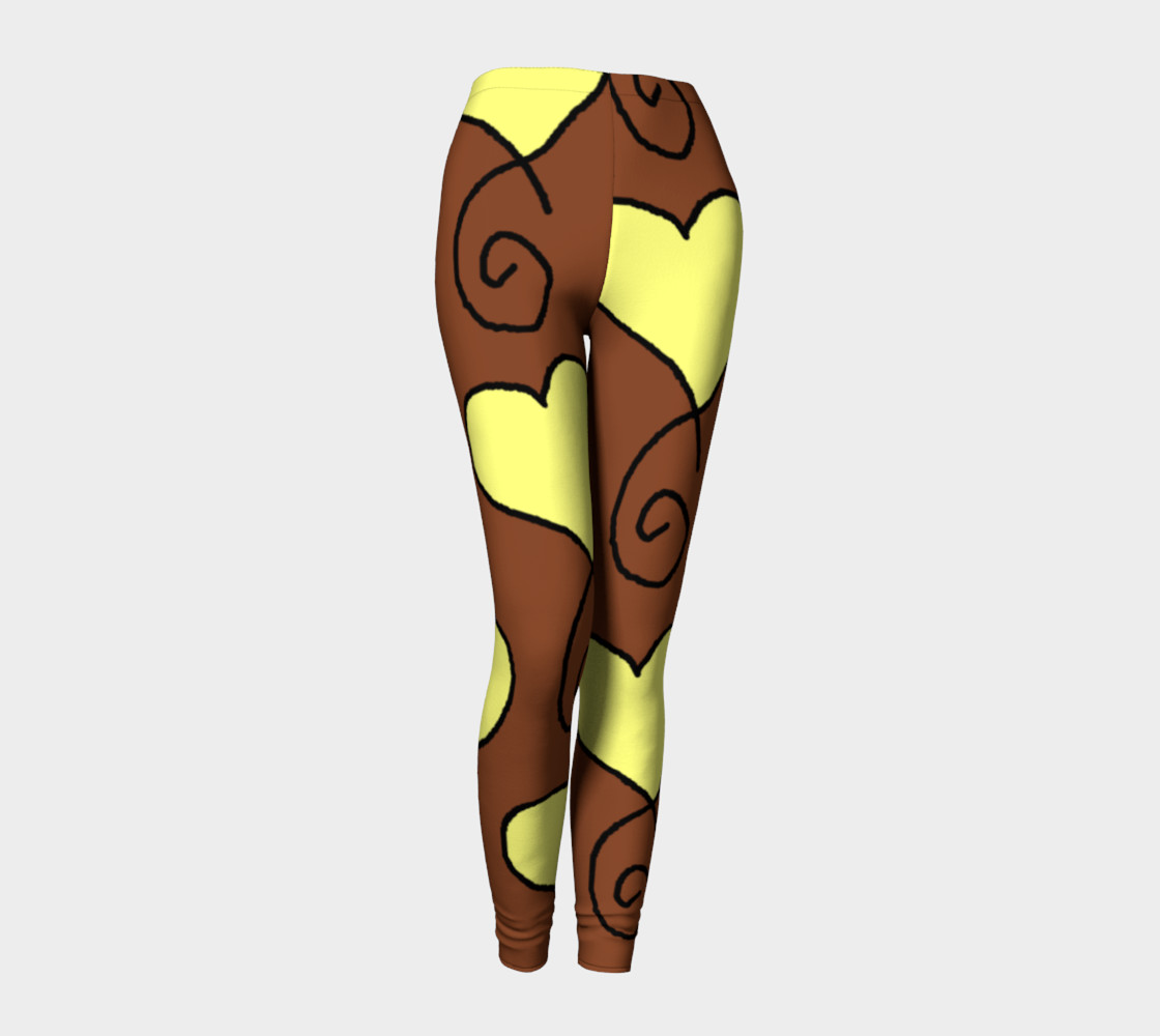 Brown With Light Yellow Hearts Leggings preview #1