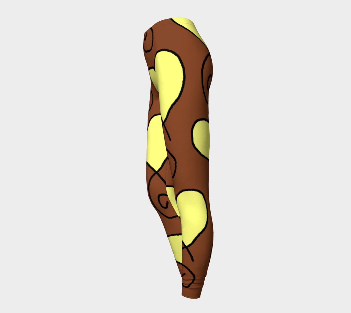 Brown With Light Yellow Hearts Leggings preview #3