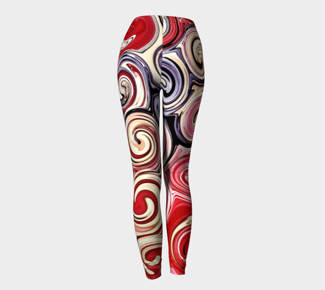 Swirl Me Pretty Pink Red Blue Leggings preview #4