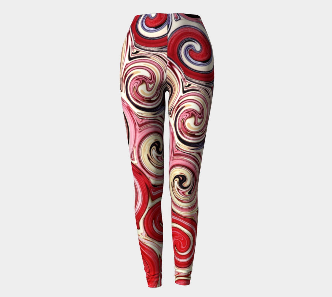 Swirl Me Pretty Pink Red Blue Leggings preview #2