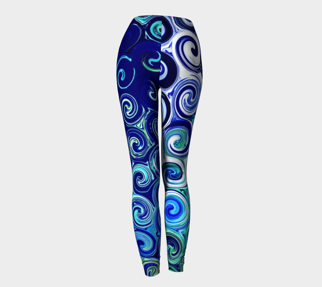 Blue Swirls Pattern Leggings preview #4
