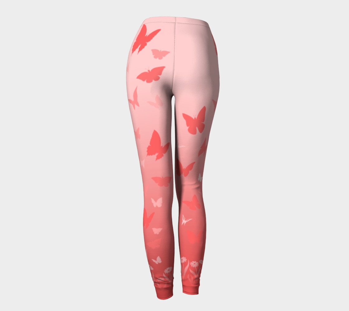 Pink Butterfly Leggings Cute Stretchy Pants preview #4