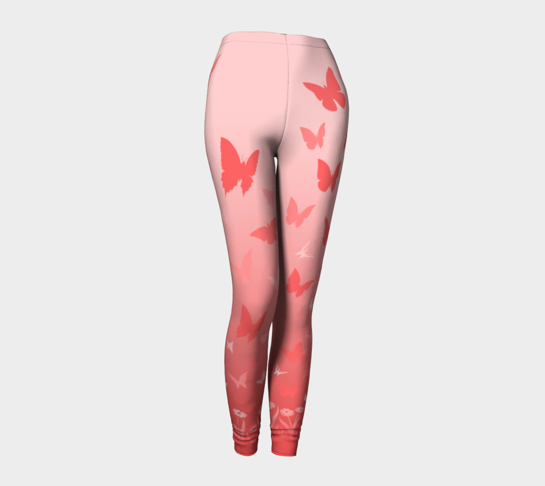 Pink Butterfly Leggings Cute Stretchy Pants preview #1