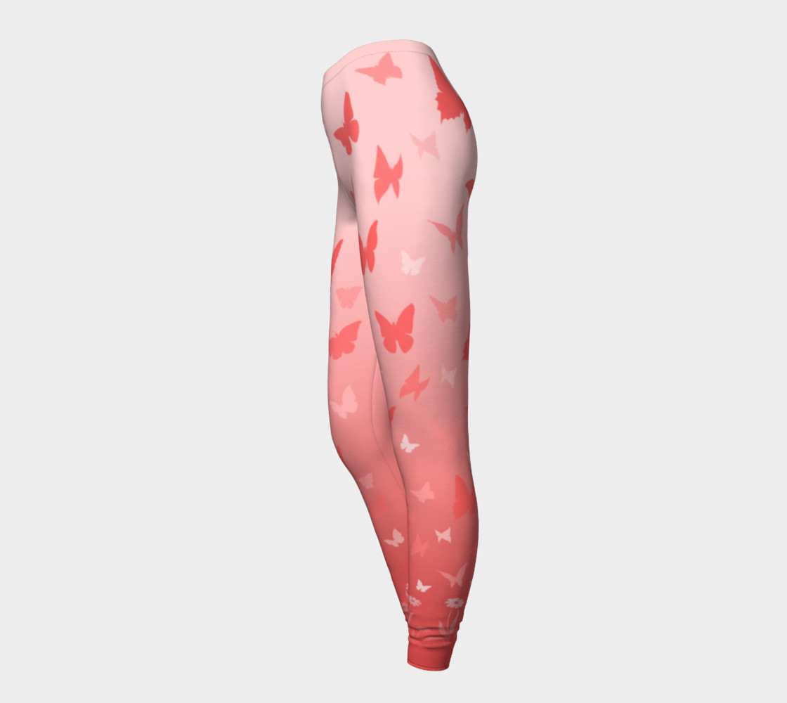 Pink Butterfly Leggings Cute Stretchy Pants preview #3