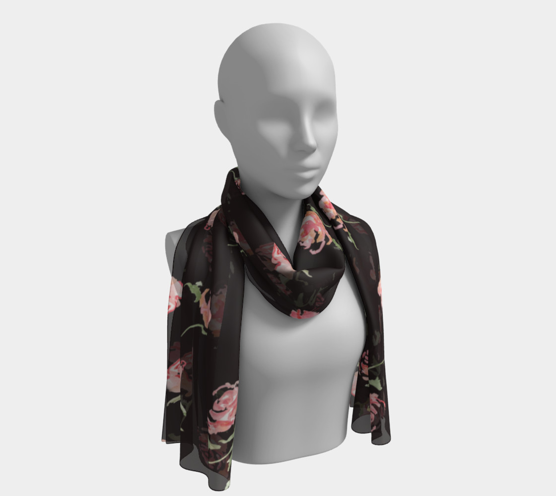 floral scarf black and pink rose preview #1