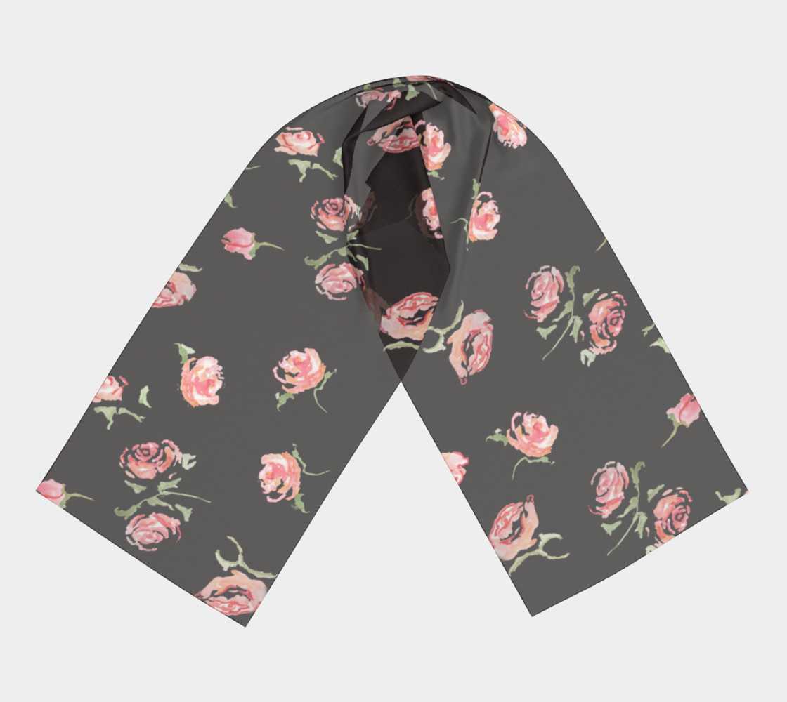 floral scarf black and pink rose preview #3