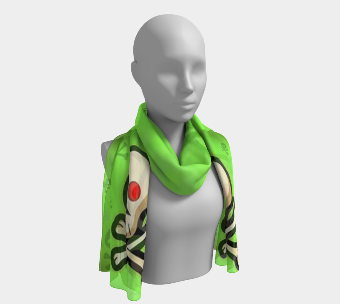 Cartoon Skull On Green Long Scarf preview #1