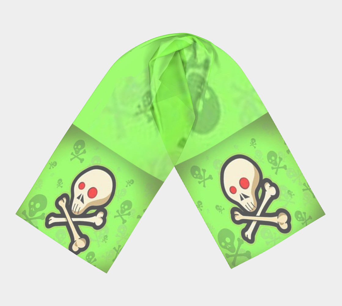 Cartoon Skull On Green Long Scarf preview #3
