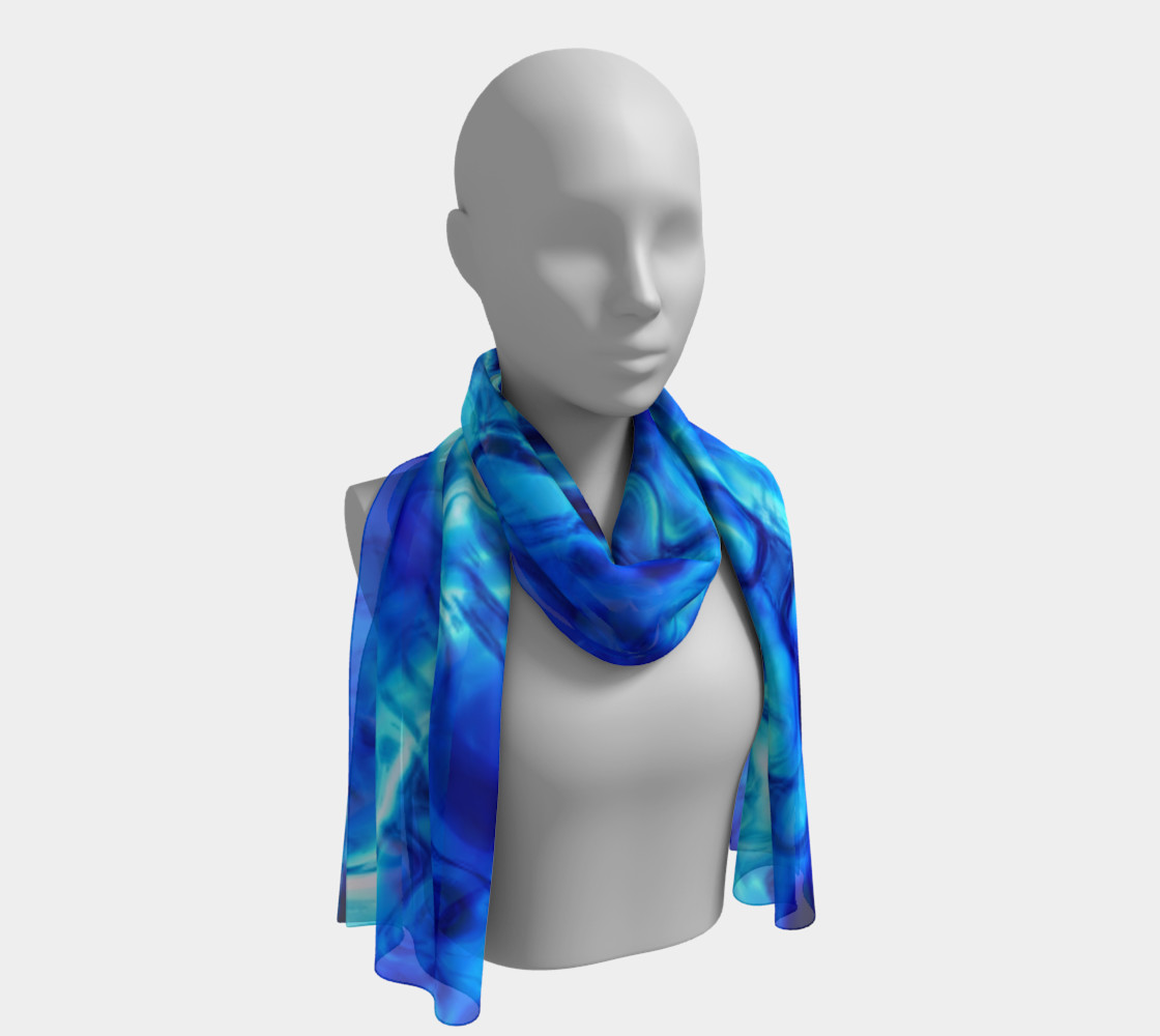 Glistening Blue Liquid Water Texture Long Scarf preview #1