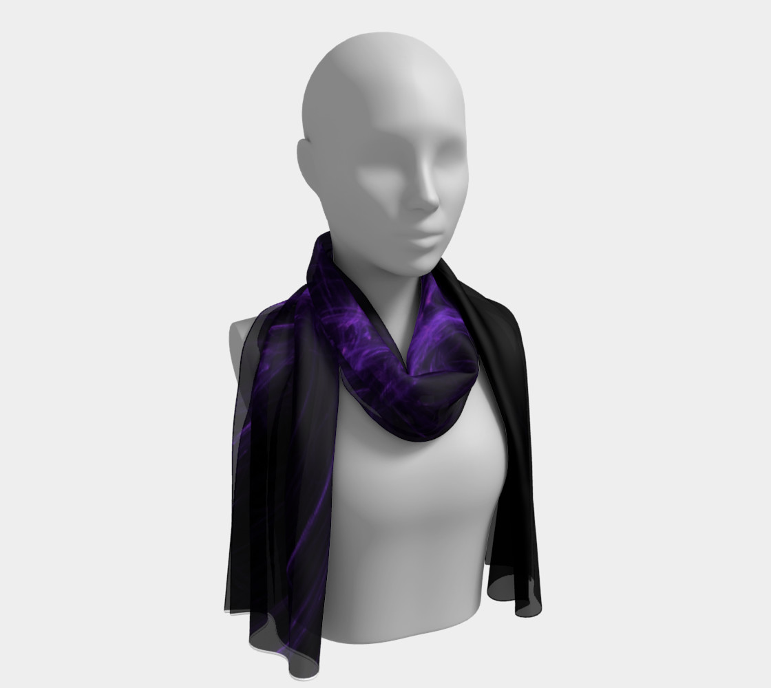 Purple Fractal on Black Long Scarf preview #1