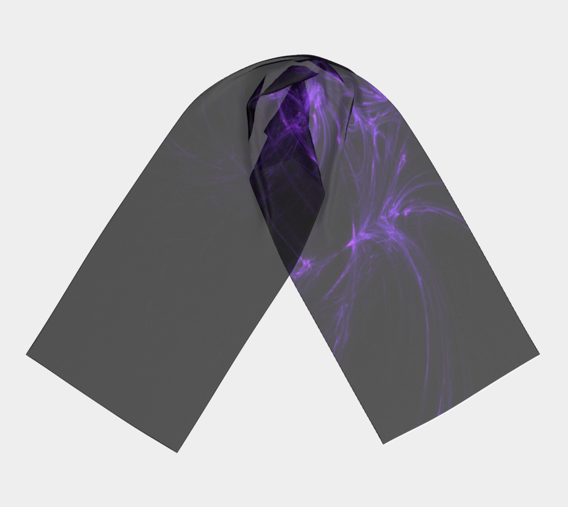 Purple Fractal on Black Long Scarf preview #3