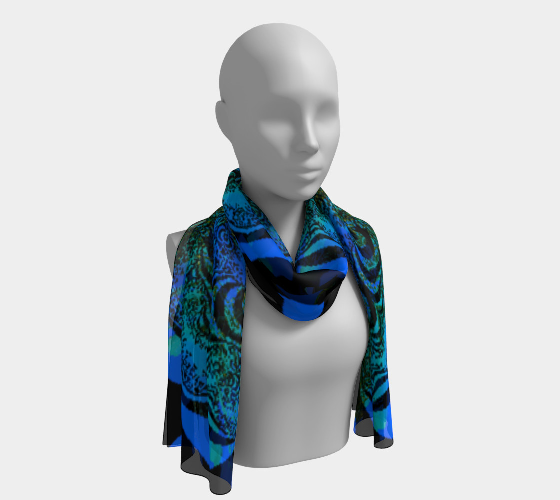 Green and Blue Violets Long Scarf 3D preview