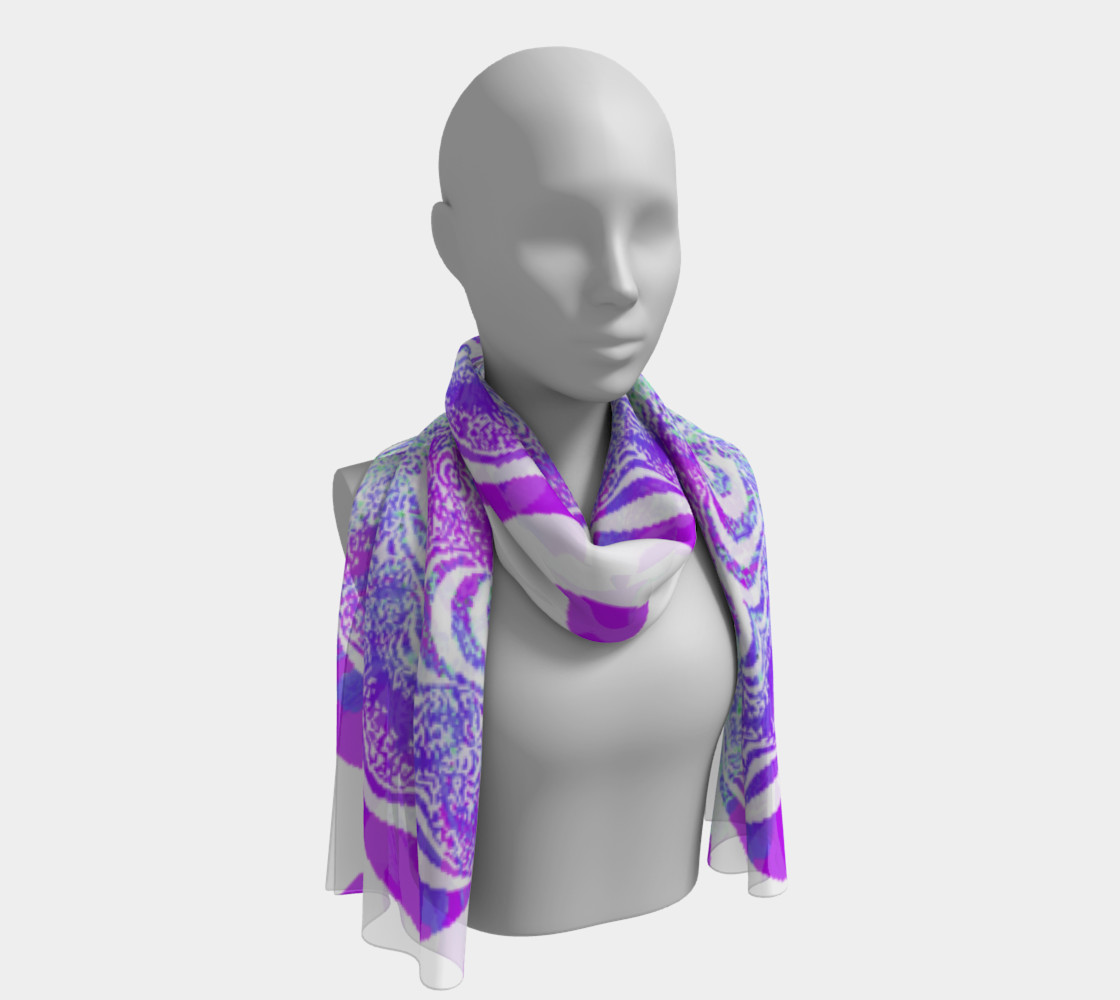 Pink and Teal Violets Long Scarf preview #1