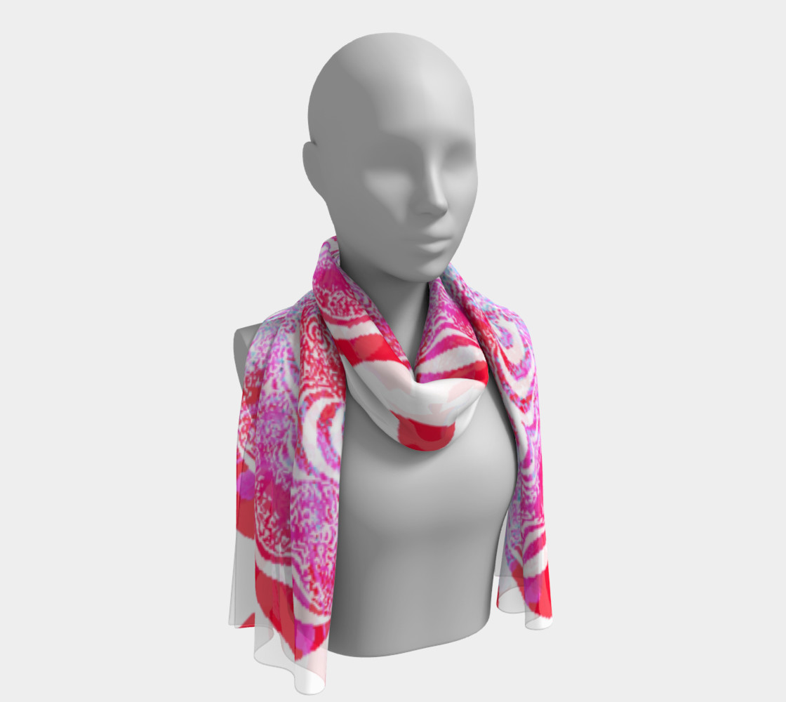 Red and Pink Violets Long Scarf 3D preview