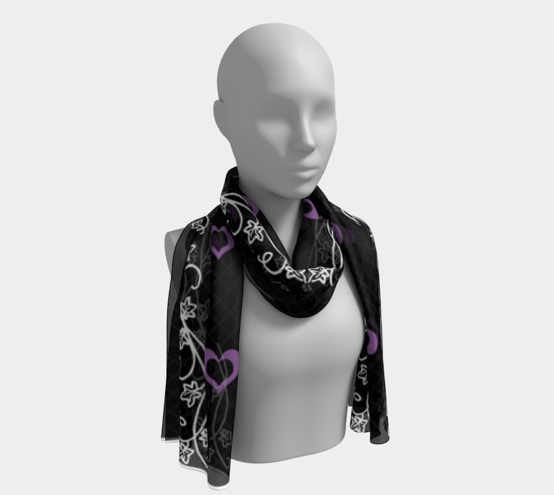Fishnet Heart Vines Gothic Damask Scarf 3D preview