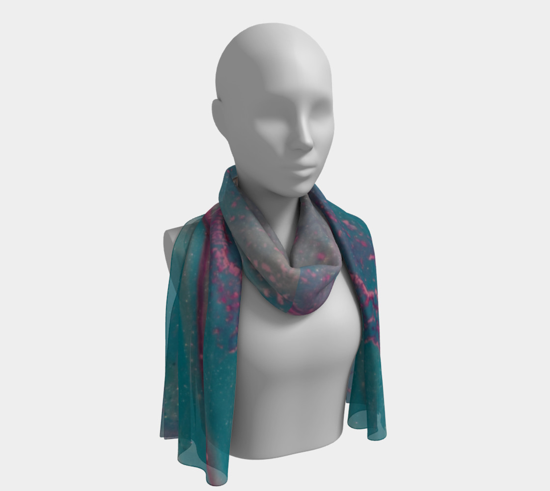 Crowned heart in teal Long scarf Miniature #2