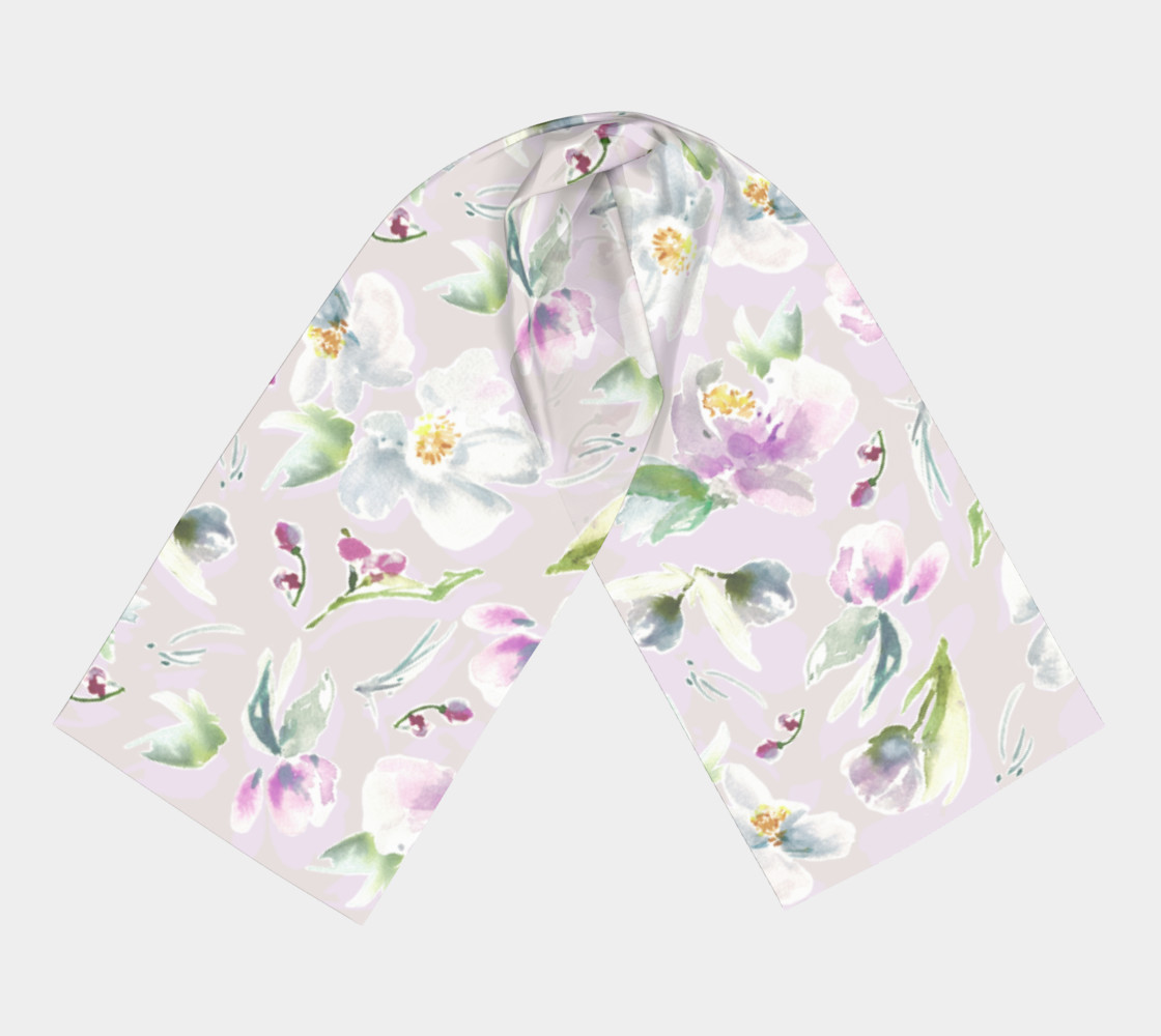 Floral Scarf with Purple and Gray  preview #3