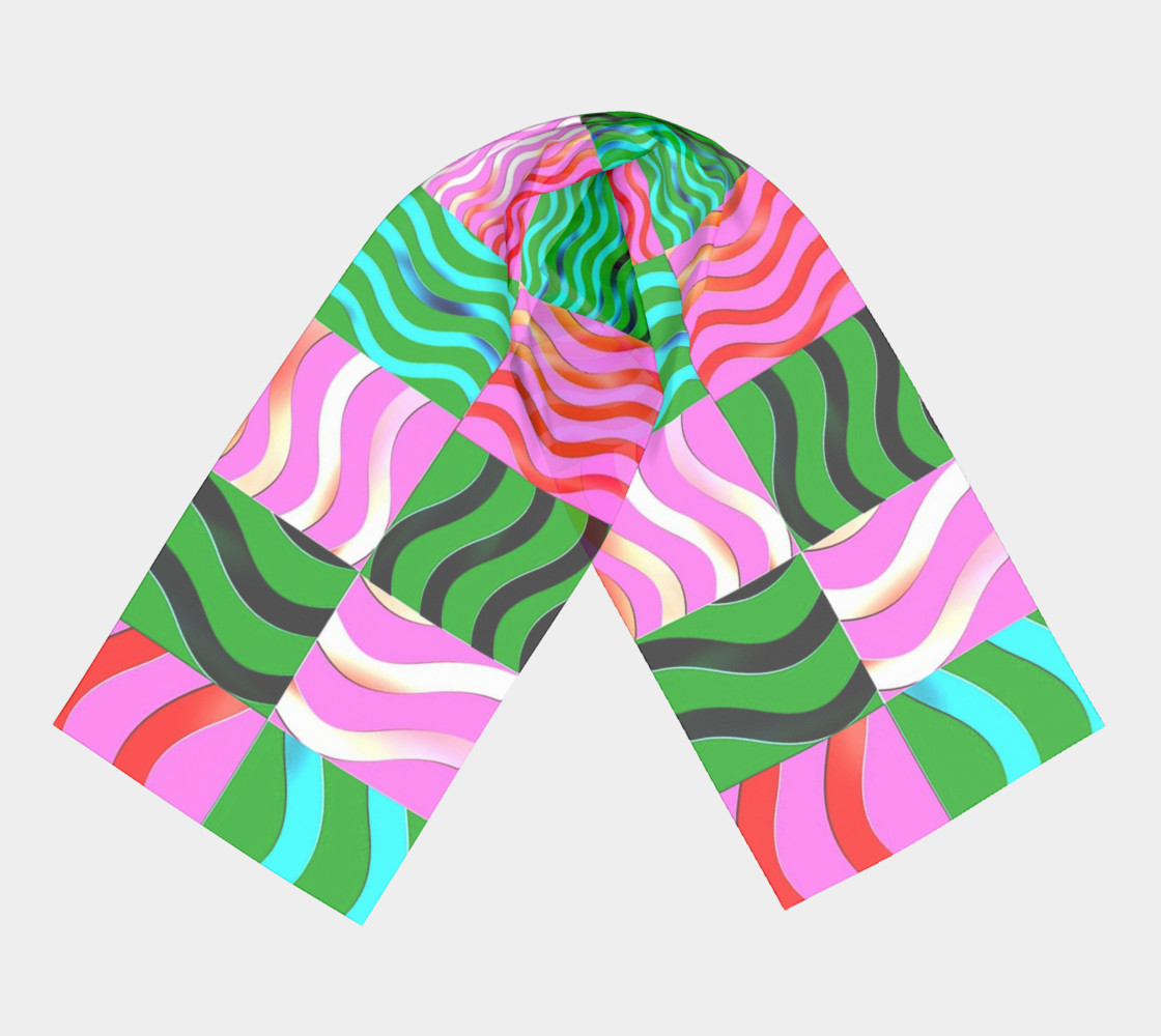 Aperçu de Multicolored Blocks and Waves Scarf 1 #3