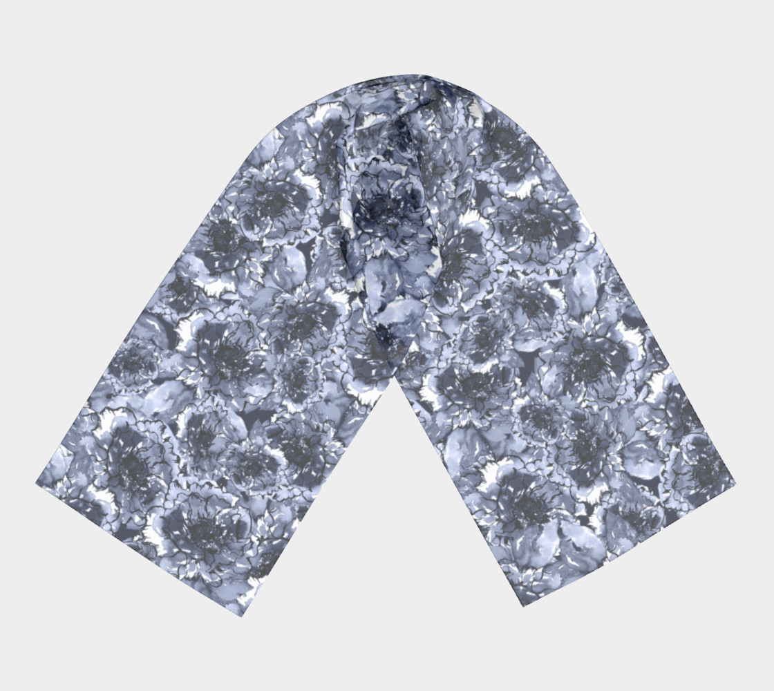 Indigo Blue Long Floral Scarf preview #3