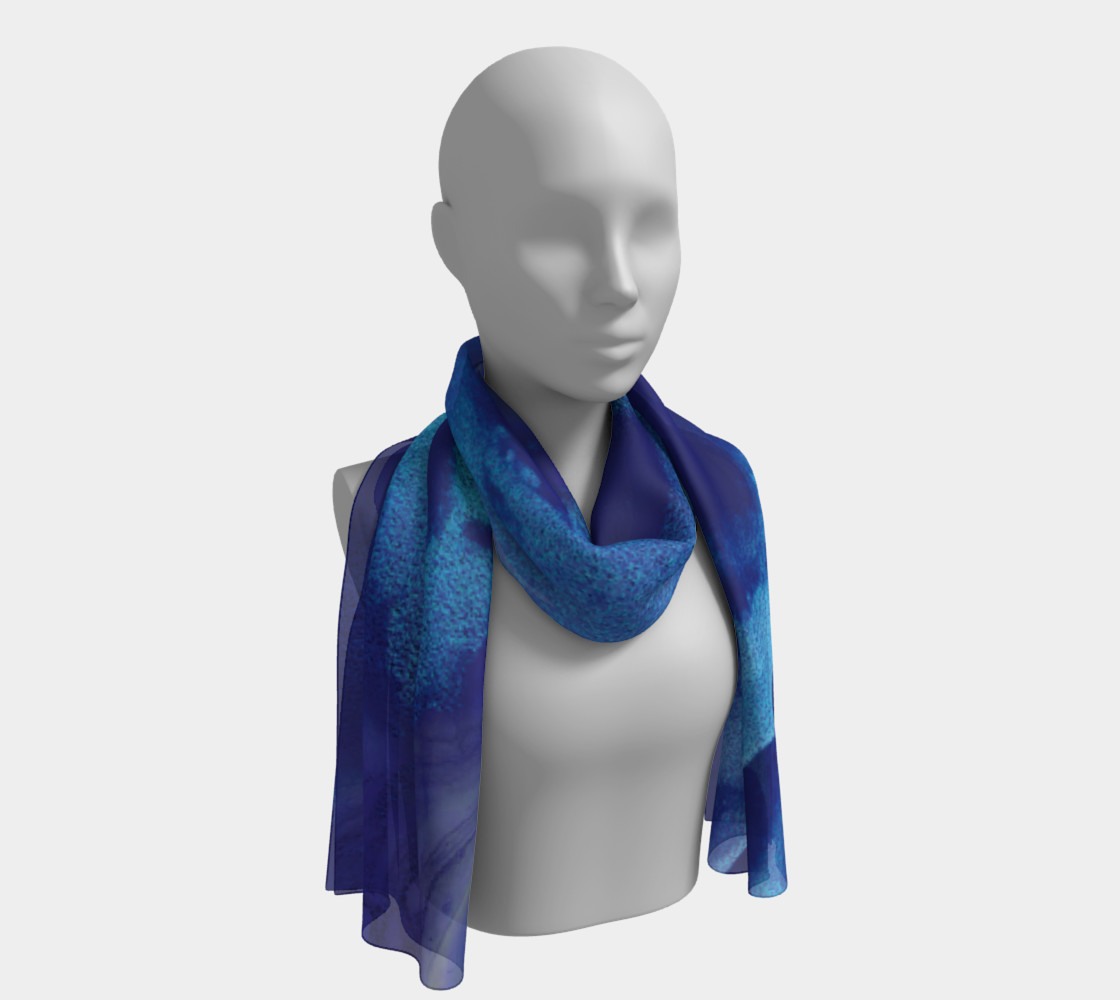 Watercolor Swirls A - Blues, Long Scarf preview #1