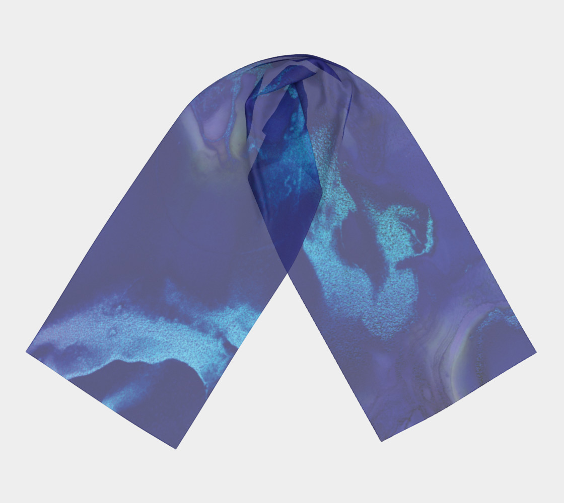 Watercolor Swirls A - Blues, Long Scarf preview #3
