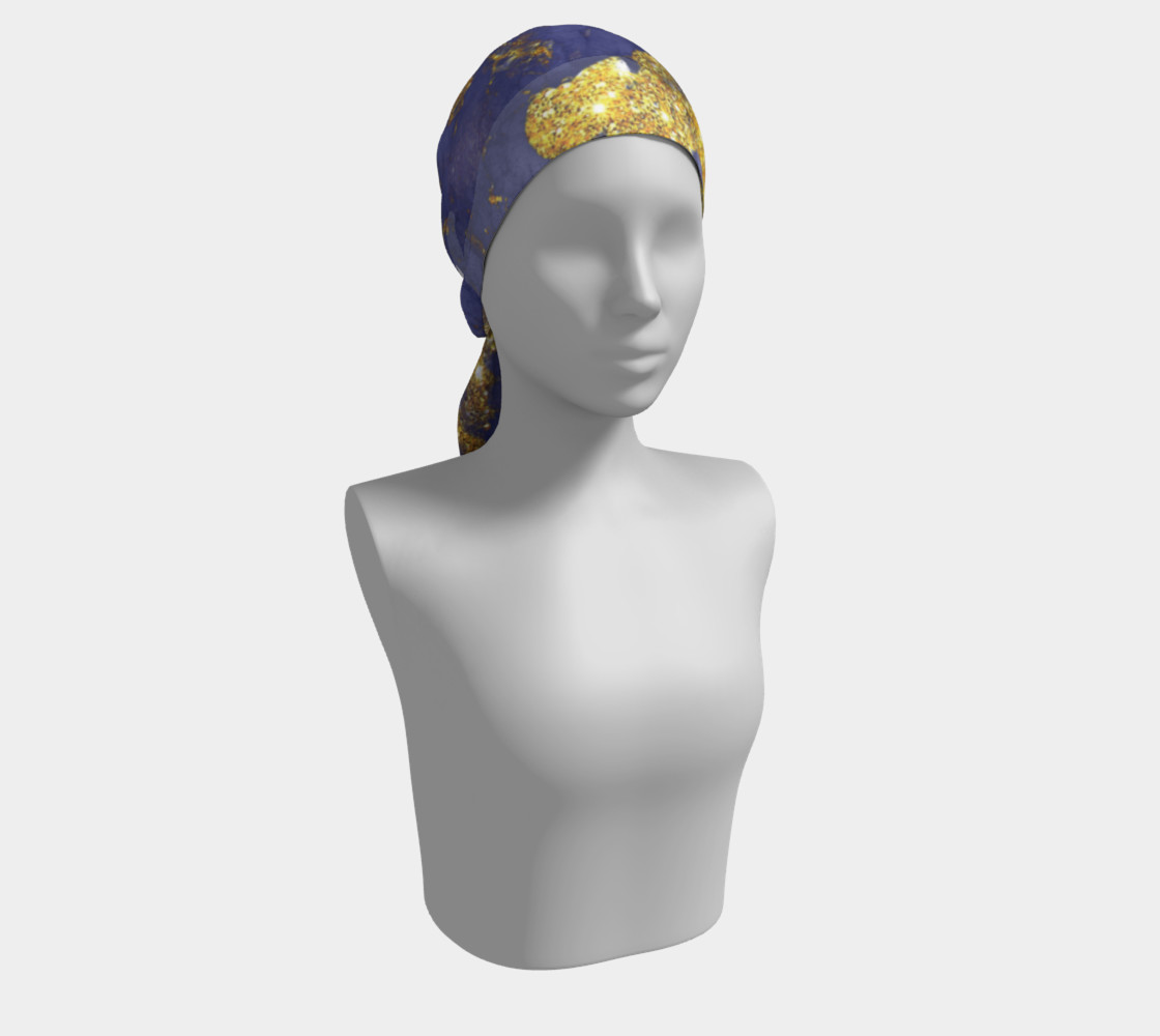 Watercolor Swirls C - Blue & Gold, Long Scarf preview #2