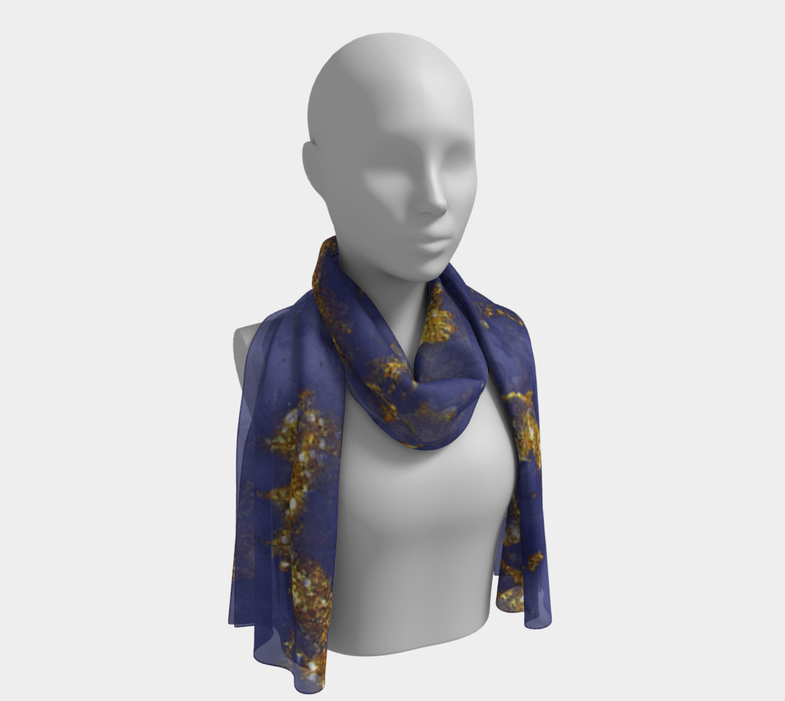 Watercolor Swirls C - Blue & Gold, Long Scarf preview #1