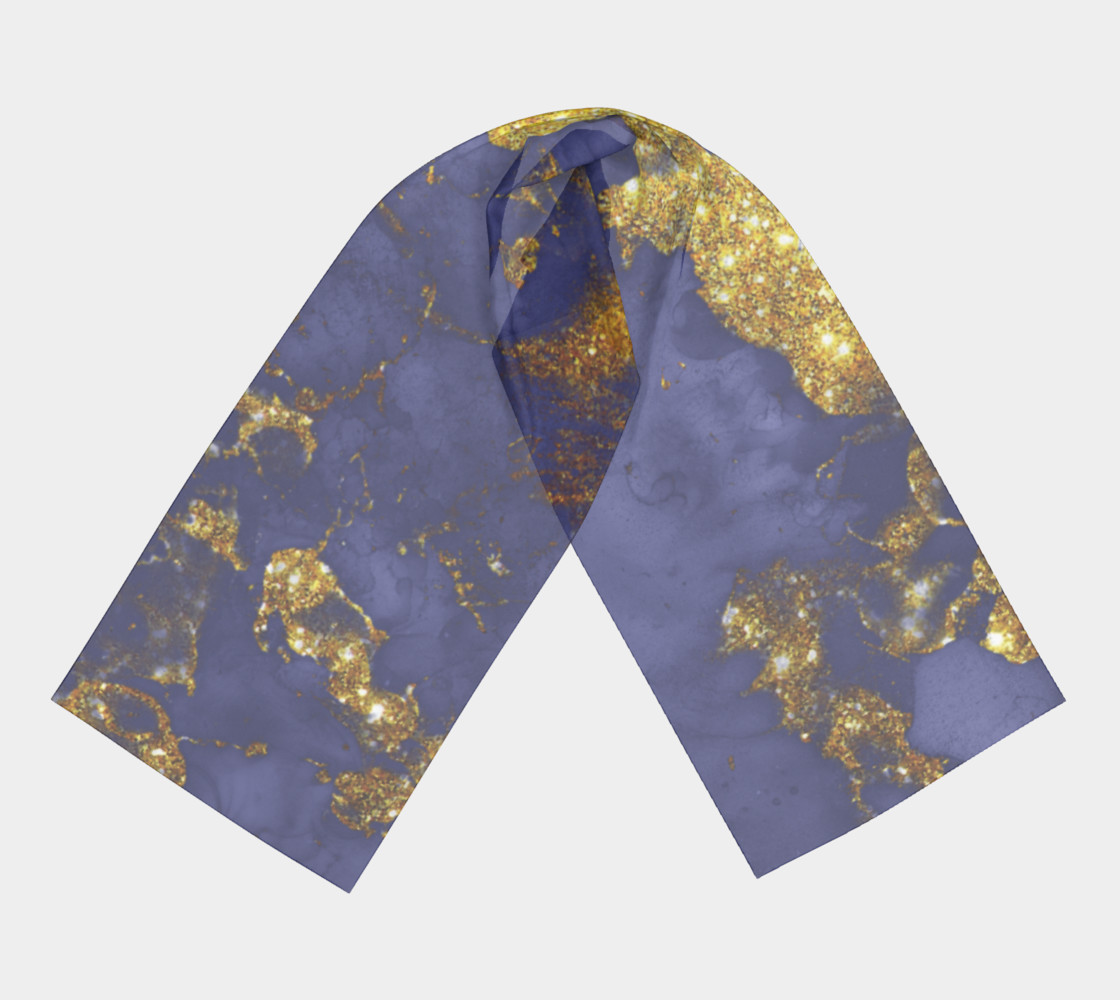 Watercolor Swirls C - Blue & Gold, Long Scarf preview #3