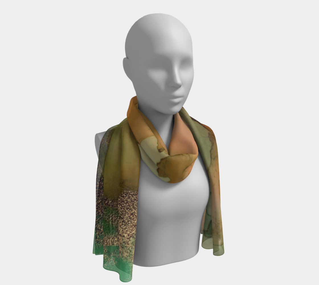 Watercolor Swirls H - Greens & Earthtones, Long Scarf preview #1