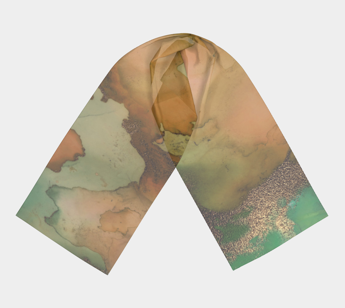 Watercolor Swirls H - Greens & Earthtones, Long Scarf preview #3