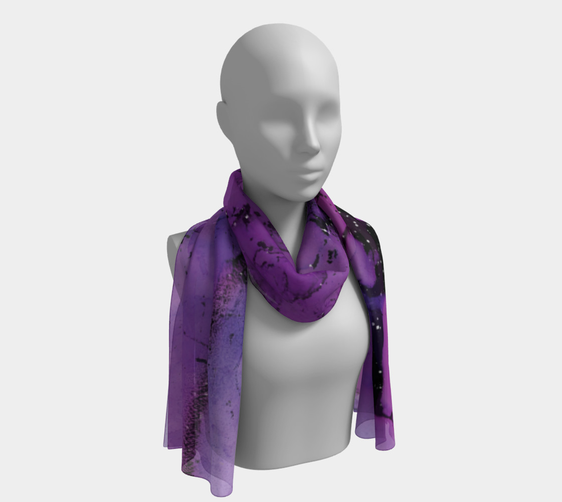 Watercolor Swirls K - Purple & Black, Long Scarf preview #1