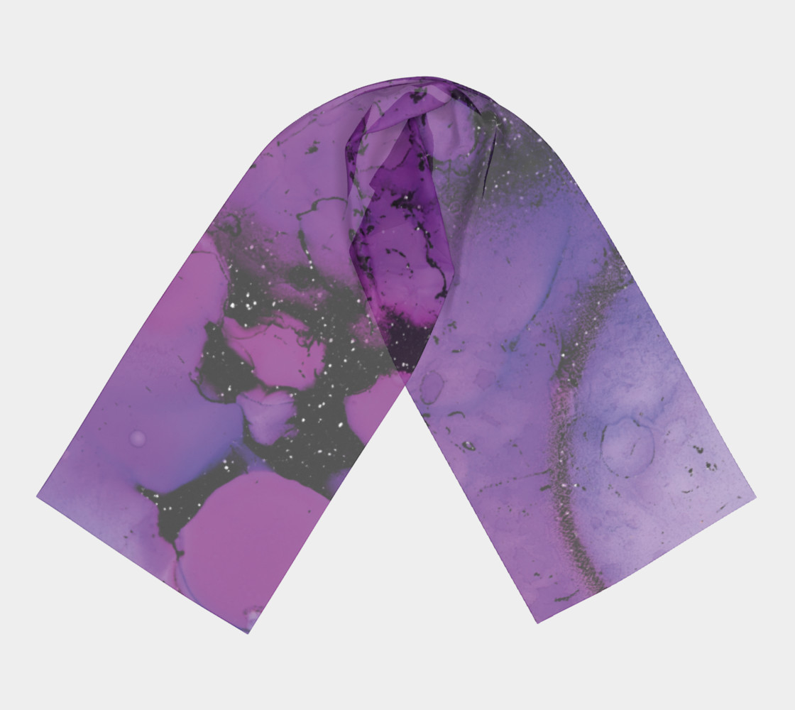 Watercolor Swirls K - Purple & Black, Long Scarf preview #3