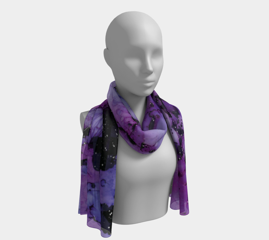 Watercolor Swirls L - Purple & Black, Long Scarf preview #1