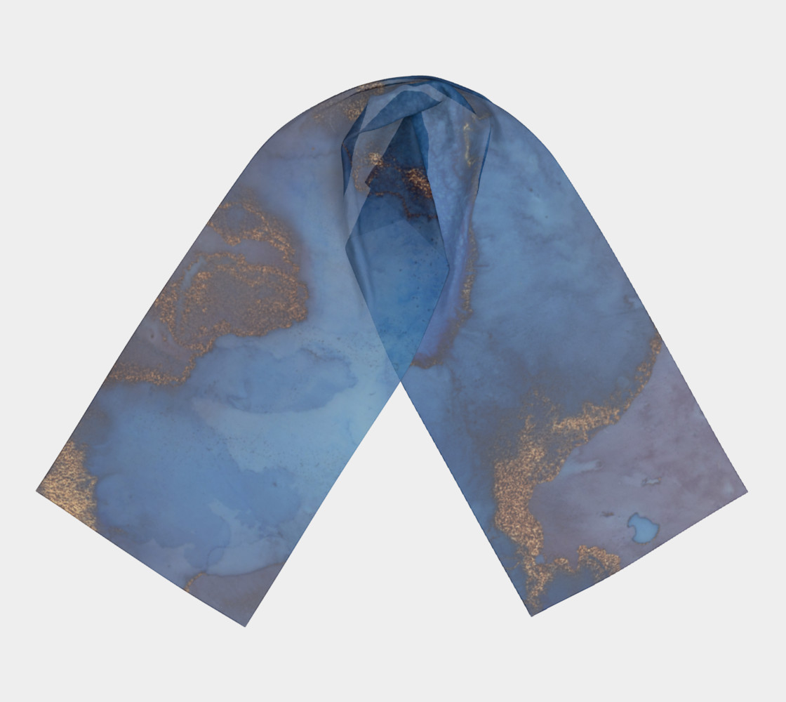 Watercolor Swirls N - Blue & Gold, Long Scarf preview #3