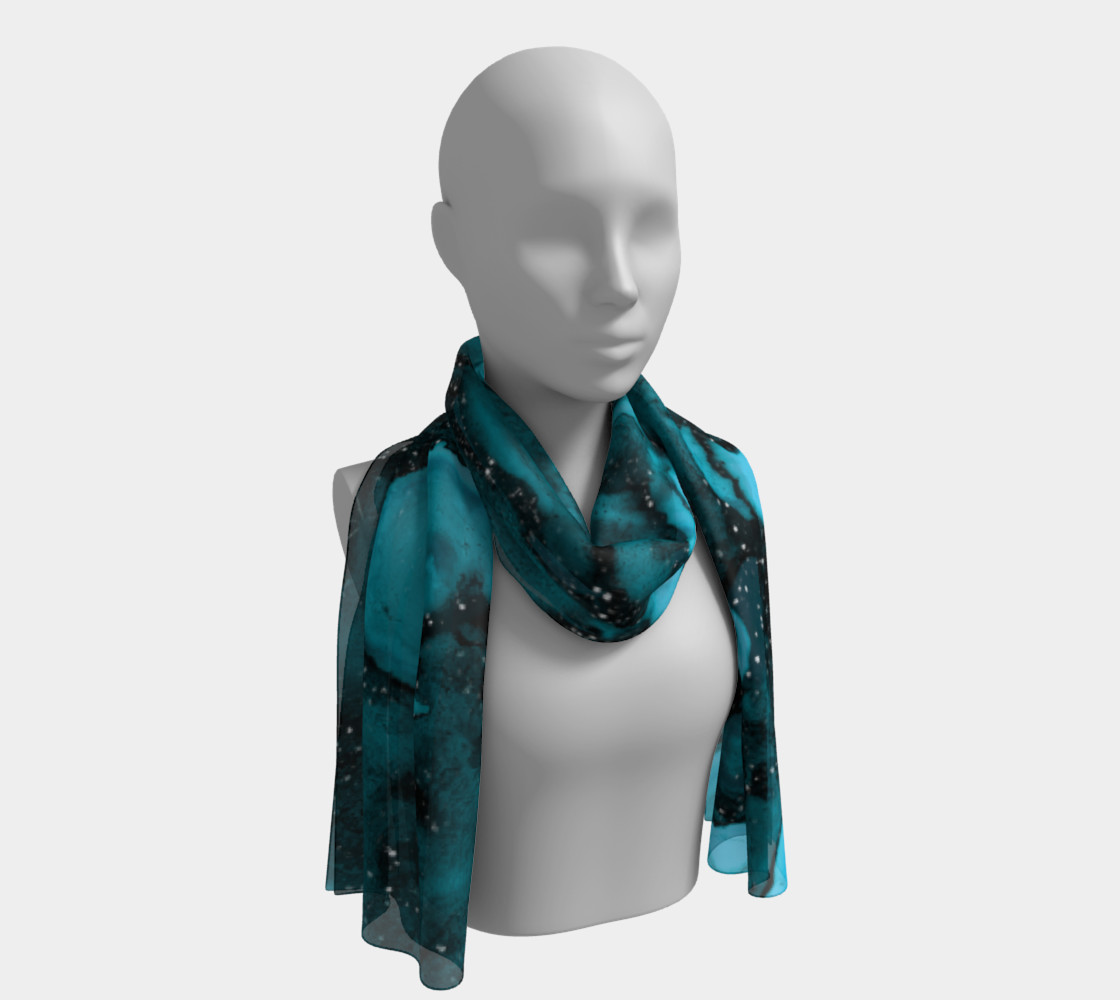 Watercolor Swirls O - Turquoise Splotches, Long Scarf preview #1